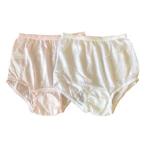 CAROLE Sz 12 Lace Trim Pink White Sheer Granny Panties High Waisted Baby Doll